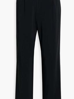 Pleated crepe de chine straight-leg pants