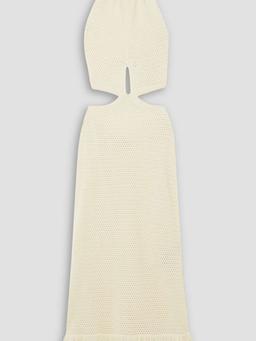 Dramatic Irony fringed Pima cotton halterneck maxi dress