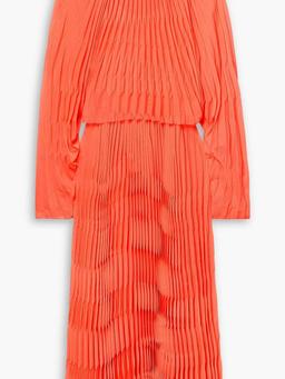 Coraline layered pleated crepe midi dress