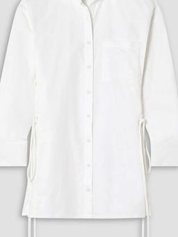 Leila lace-up cotton mini shirt dress