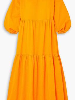 Lulu tiered cotton-cloqué midi dress
