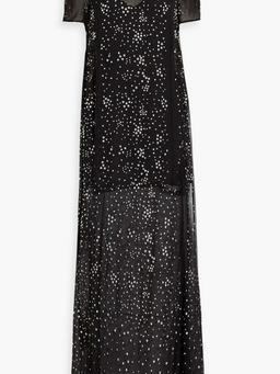 Studded silk-tulle maxi dress