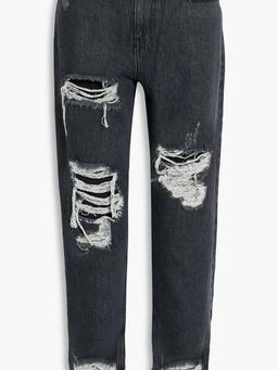 Maggie distressed high-rise straight-leg jeans