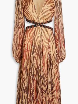 Cutout metallic fil coupé voile midi dress