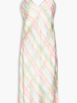 Printed silk-satin slip dress