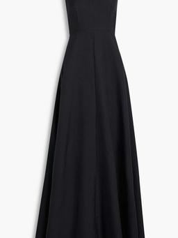 Pleated cotton and silk-blend crepe gown