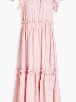 Sofia gathered striped jacquard midi dress