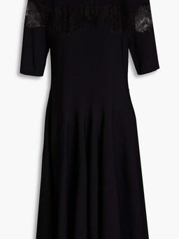 Corded lace-paneled stretch-knit dress