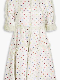 Metallic polka-dot silk-crepe mini dress