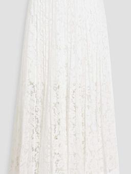 Pleated corded lace midi skirt