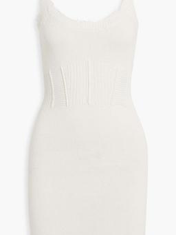 Isla distressed ribbed cotton mini dress