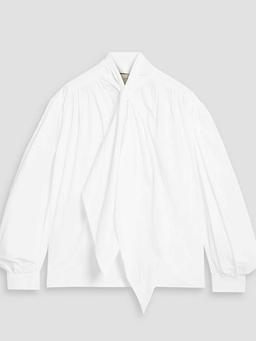 Tie-detailed cotton-poplin blouse
