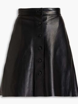 Pleated leather mini skirt