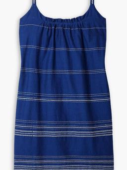 Inku fringed striped cotton mini dress