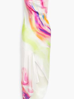 Penelope asymmetric draped tie-dyed silk midi dress