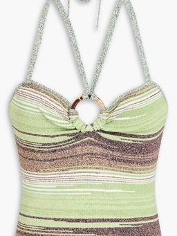 Velza ring-embellished knitted halterneck top