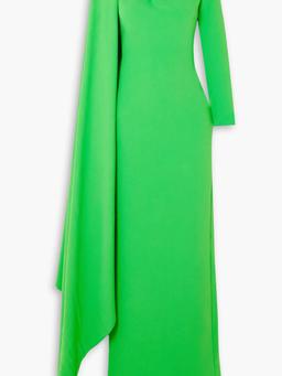 Lydia one-sleeve cape-effect crepe maxi dress