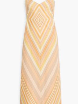 Striped wool and silk-blend crepe midi dress