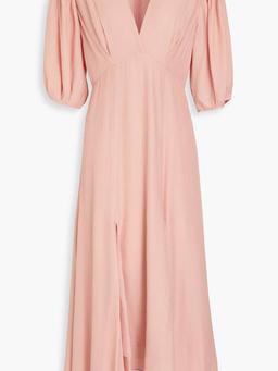 Riven pleated silk-crepon midi dress
