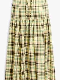 Milly belted checked cotton-blend poplin maxi skirt