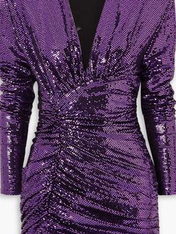 Ruched sequined stretch-jersey mini dress