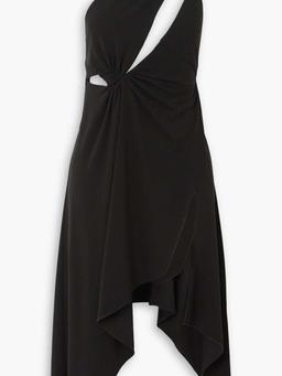 Asymmetric cutout stretch-satin jersey midi dress