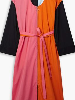 Andy belted color-block cotton-poplin midi dress