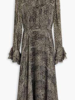 Leopard-print jacquard midi dress
