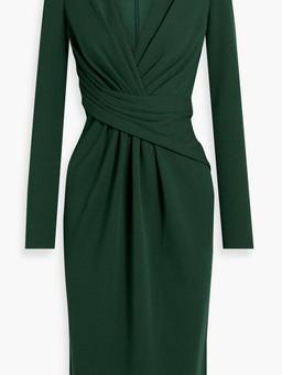 Wrap-effect gathered jersey dress