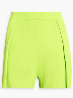 Pleated ribbed-knit shorts