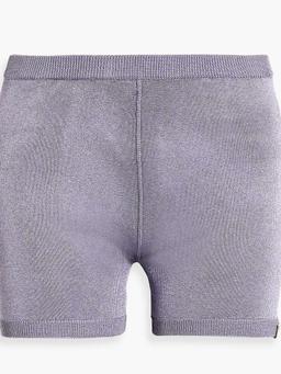 Embellished metallic stretch-knit shorts