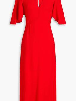 Cold-shoulder crepe midi dress