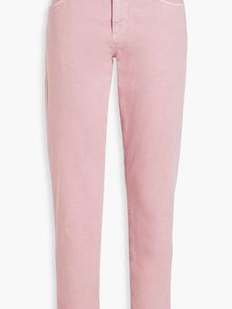 Bead-embellished high-rise tapered jeans