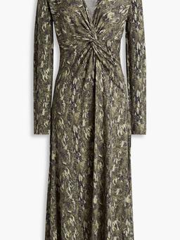 Jules twist-front snake-print stretch-jersey midi dress