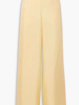 Belted silk-twill wide-leg pants