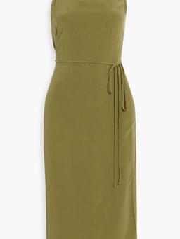 Carris wrap-effect washed-silk midi dress