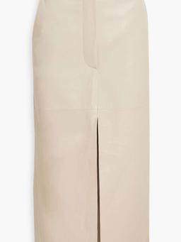 Leather midi skirt