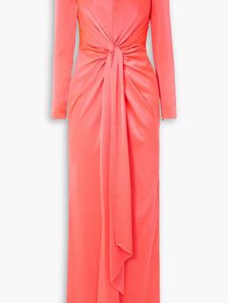 Graves tie-front satin-crepe gown