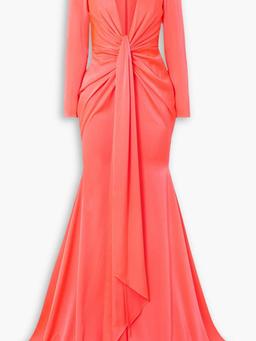 Quinn tie-front satin-crepe gown