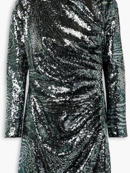 Cutout sequined tulle mini dress