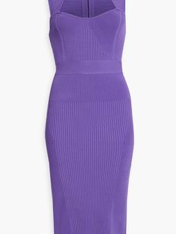 Cutout ribbed bandage midi dress