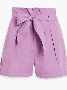 Kira pleated cotton-poplin shorts