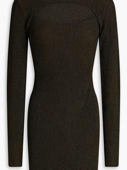 Evita metallic ribbed-knit shrug and mini dress set