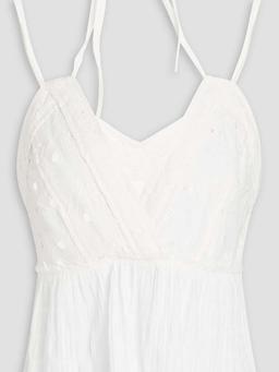 Tie-detailed broderie anglaise cotton top