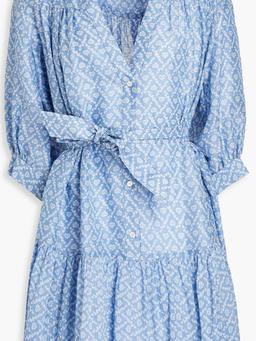 Tiered floral-print crepe mini dress