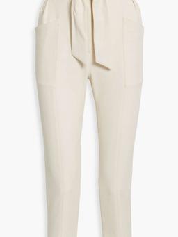 Akin cropped belted cotton-twill tapered pants