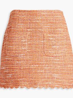 Cotton-blend bouclé-tweed mini skirt