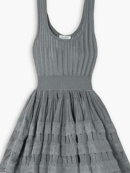 Archetypes ribbed pointelle-knit mini dress