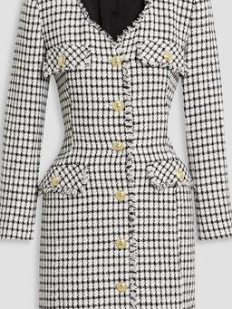 Checked bouclé-tweed mini dress