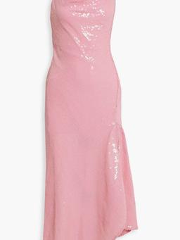Harmony asymmetric sequined chiffon midi dress